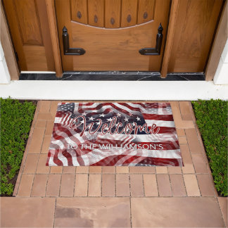 Flag "American Red White Strips Stars" Willkommen Fußmatte