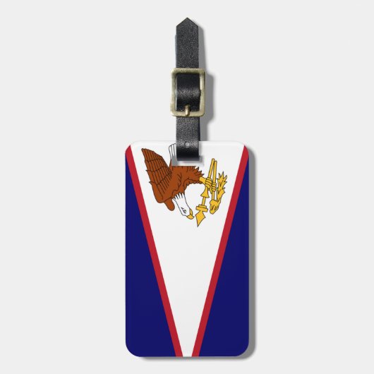 Flag American Samoa Gepäckmarke w Lederband Gepäckanhänger (Vorderseite vertikal)
