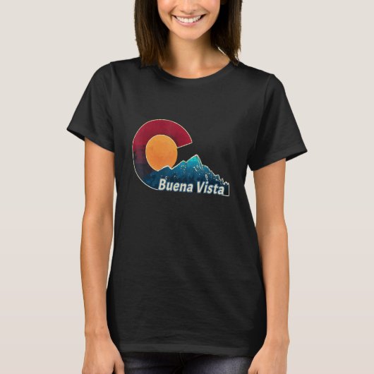 Flag and Mountain Styled Buena Vista Colorado T-Shirt (Vorderseite)