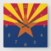 Flag Arizona: Stern, der Kupfer-Staat Quadratische Wanduhr (Vorderseite)