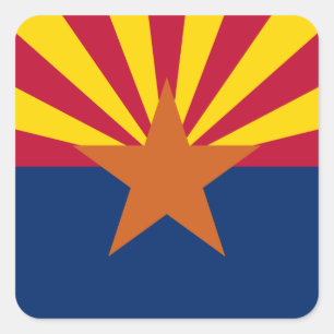 Flag Arizona: Stern, der Kupfer-Staat Quadratischer Aufkleber