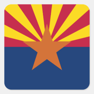 Flag Arizona: Stern, der Kupfer-Staat Quadratischer Aufkleber