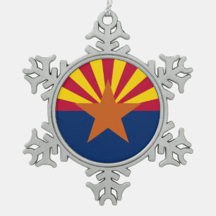 Flag Arizona: Stern, der Kupfer-Staat Schneeflocken Zinn-Ornament