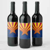 Flag Arizona: Stern, der Kupfer-Staat Weinetikett (Flaschen)