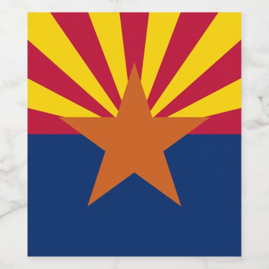 Flag Arizona: Stern, der Kupfer-Staat Weinetikett (Einzelnes Label)