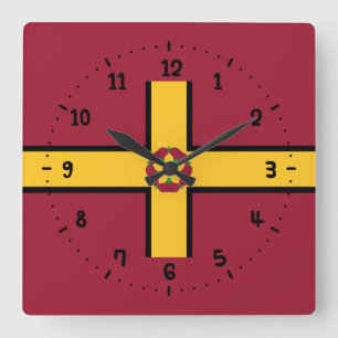 Flag auf der Wall-Uhr des Northamptonshire Square Quadratische Wanduhr