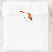 Flag auf Karte von Florida Quadratischer Aufkleber (Tasche)