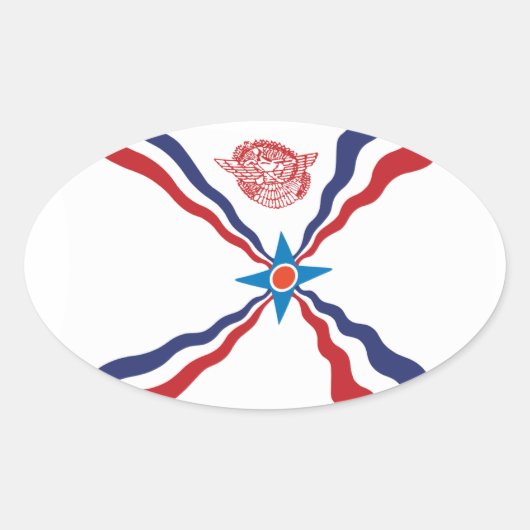 Flag-Aufkleber für die assyrische Nation Ovaler Aufkleber (Vorderseite)
