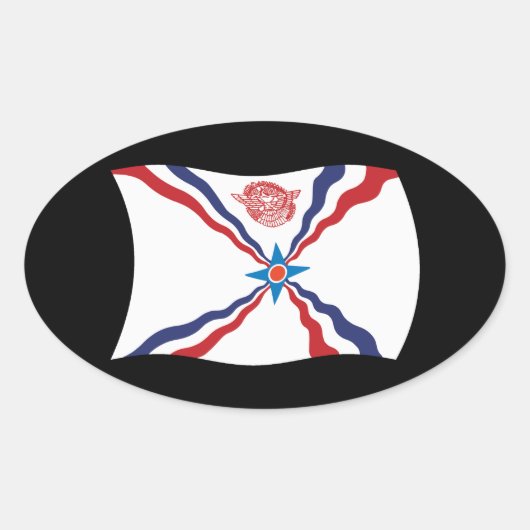 Flag-Aufkleber für die assyrische Nation Ovaler Aufkleber (Vorderseite)