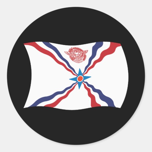 Flag-Aufkleber für die assyrische Nation Runder Aufkleber (Vorderseite)