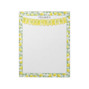 Flag-Banner und Wasserfarben-Zitronenmuster Notizblock