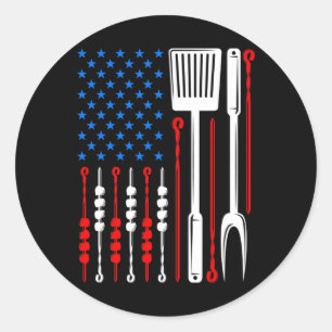 Flag Barbecue Son Vater Husband Fathday Funny Funn Runder Aufkleber