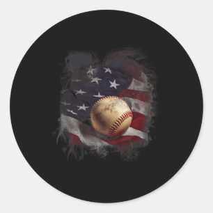 Flag Baseball Vintage 4. Juli USA Patriotisch Runder Aufkleber