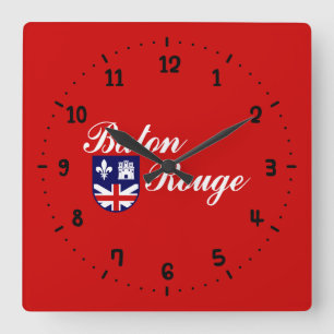 Flag Baton Rouge, Louisiana Square Wall Clock Quadratische Wanduhr