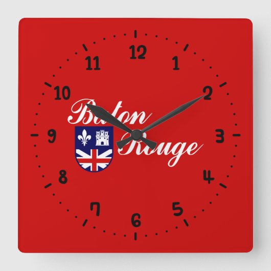 Flag Baton Rouge, Louisiana Square Wall Clock Quadratische Wanduhr (Vorderseite)