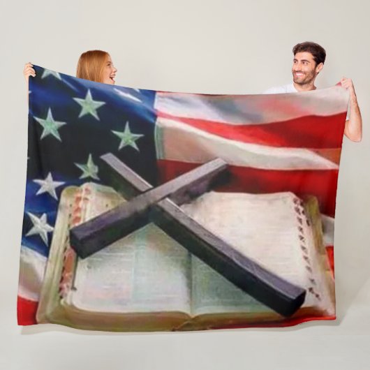 FLAG BIBLE und CROSS Fleecedecke (Beispiel)