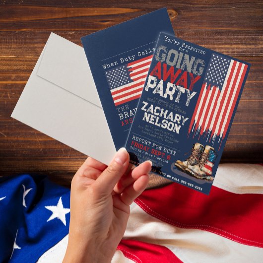 Flag BLAU für Militärstiefel geht weg vom Party Einladung