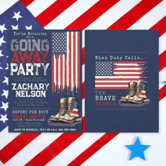 Flag BLAU für Militärstiefel geht weg vom Party Einladung