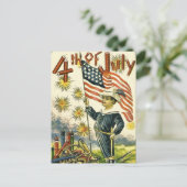 Flag Boy 4. Juli Postkarte (Stehend Vorderseite)