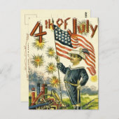 Flag Boy 4. Juli Postkarte (Vorne/Hinten)