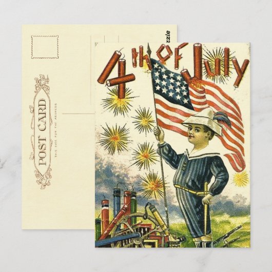 Flag Boy 4. Juli Postkarte (Vorne/Hinten)