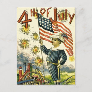 Flag Boy 4. Juli Postkarte