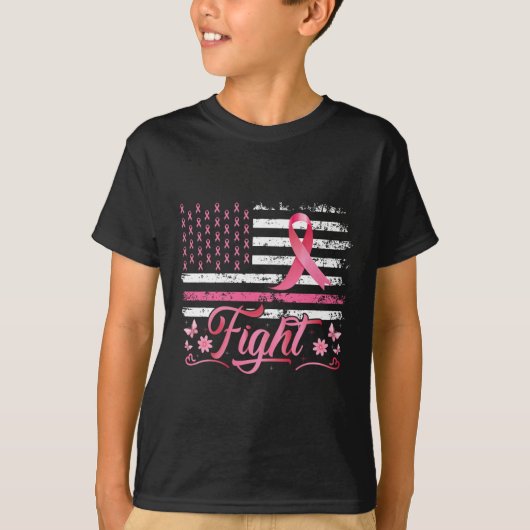 Flag Brustkrebs-Bewusstsein rosa Band-Kampf T-Shirt (Vorderseite)