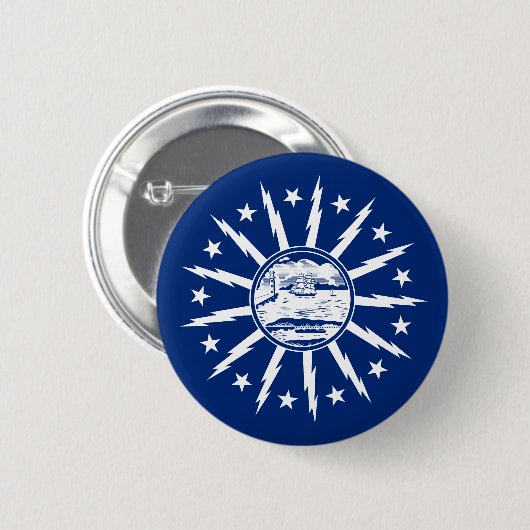 Flag Buffalo, Pinback Button in New York (Vorne & Hinten)