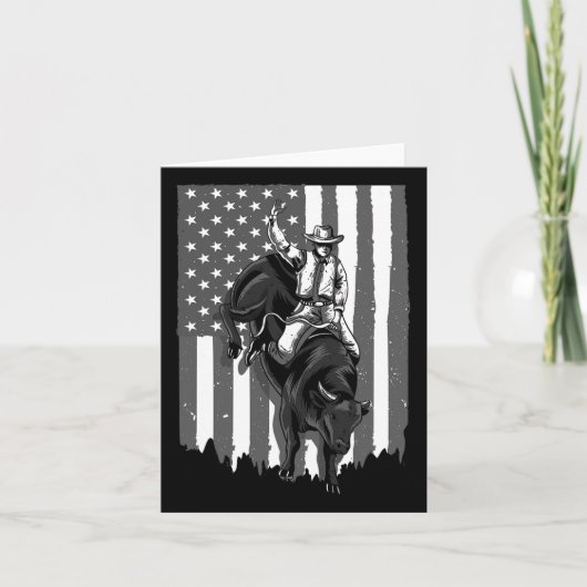 Flag Bull Riding Cowboy 4. Juli Patriotische Rode Karte (Vorderseite)