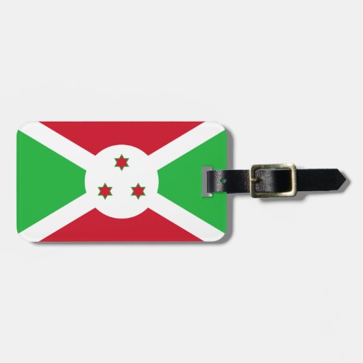 Flag Burundi Gepäckmarke mit Ledergurt Gepäckanhänger (Vorderseite horizontal)