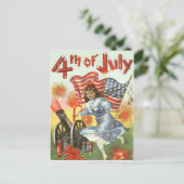 Flag Cannon Girl Fireworks Firecracker Postkarte (Stehend Vorderseite)