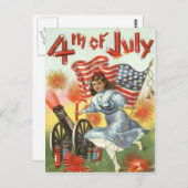 Flag Cannon Girl Fireworks Firecracker Postkarte (Vorne/Hinten)