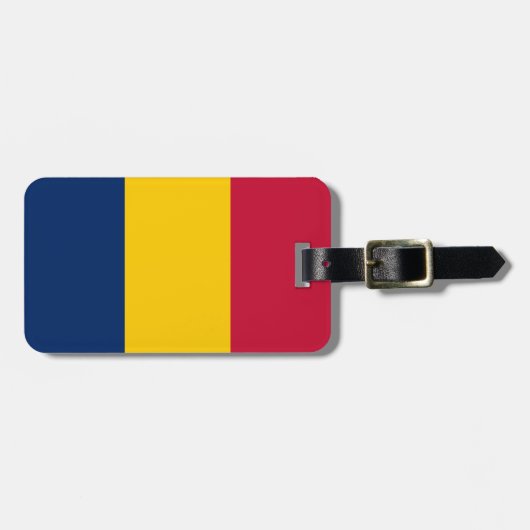 Flag Chad Gepäckmarke mit Lederband Gepäckanhänger (Vorderseite horizontal)