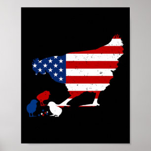 Flag Chicken Usa am 4. Juli Patriotic Farme Poster