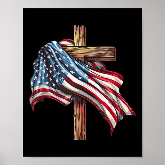Flag Christliches Kreuz Jesus 4. Juli Patriotic Poster (Vorne)