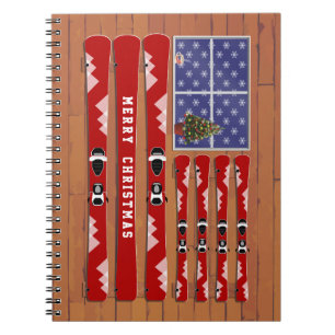 Flag "Christmas Skis"und "Snow USA" Notizblock