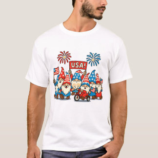 Flag Day Gnome Parade T - Shirt |USA Celebration T