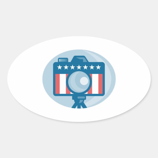 Flag der amerikanischen DSLR-Kamera-US Flagge Ovaler Aufkleber (Vorderseite)