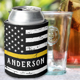 Flag der dünnen Goldlinie Personalisiert 911 Dispa Dosenkühler