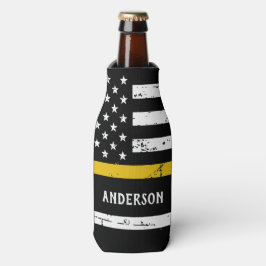 Flag der dünnen Goldlinie Personalisiert 911 Dispa Flaschenkühler