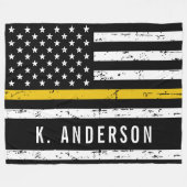 Flag der dünnen Goldlinie Personalisiert 911 Dispa Fleecedecke (Vorderseite (Horizontal))