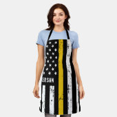 Flag der dünnen Goldlinie Personalisiert 911 Dispa Schürze (Getragen)