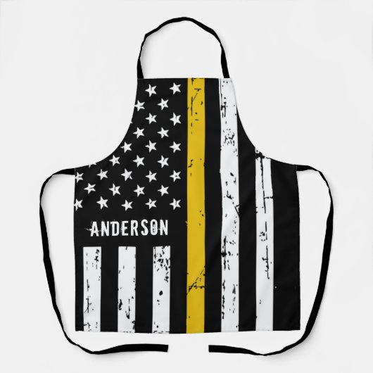 Flag der dünnen Goldlinie Personalisiert 911 Dispa Schürze (Vorderseite)
