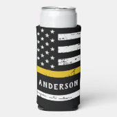 Flag der dünnen Goldlinie Personalisiert 911 Dispa Selters Dosenkühler (Seltzer Vorderseite)