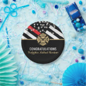 Flag der Feuerwehr-Akademie Abschluss Red Line Pappteller (Party)