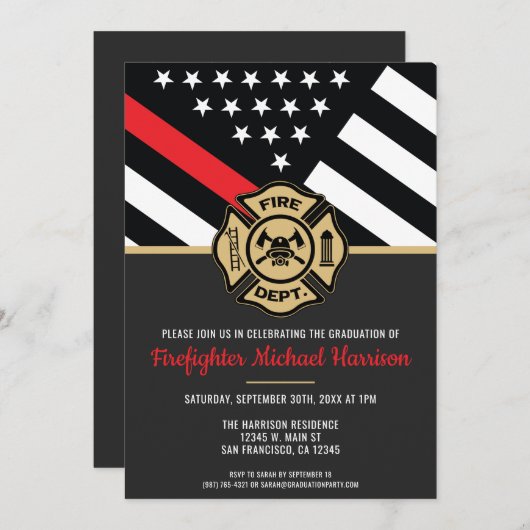 Flag der Feuerwehr Einladung (Vorne/Hinten)