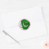 Flag der pakistanischen Rose in Rosa Runder Aufkleber (Umschlag)