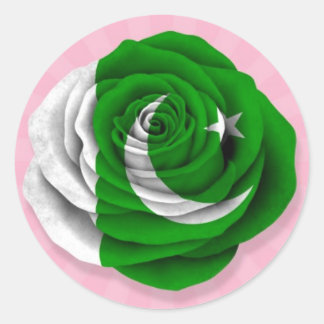Flag der pakistanischen Rose in Rosa Runder Aufkleber