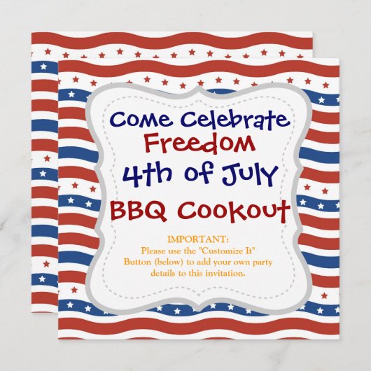 Flag der patriotischen Wavy-US Flagge Einladung (Vorne/Hinten)