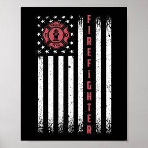 Flag der roten Linie des Feuerwehrmanns Poster